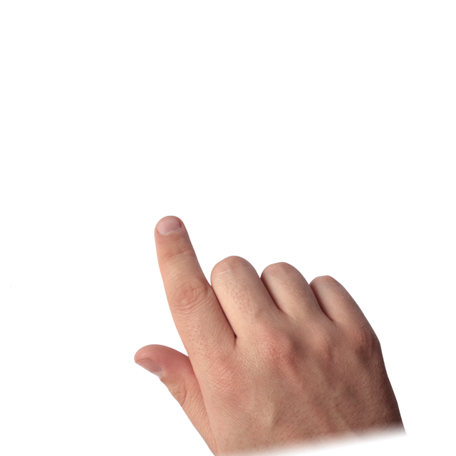 A closed hand with the index finger extended swiping over a mobile phone